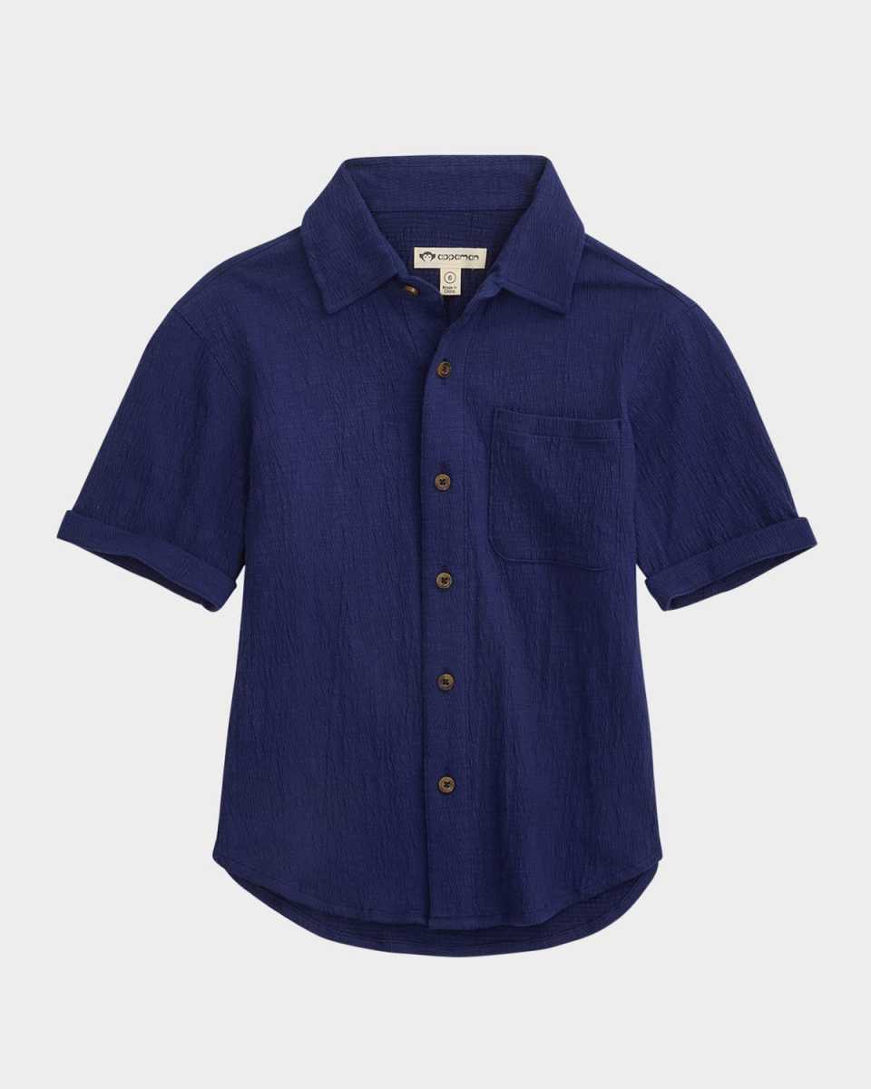 Boy's Beach Button Down Shirt, Size 2-10